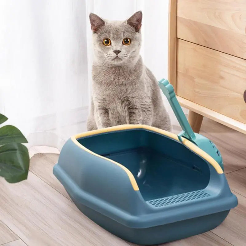 Bac à litière semi-fermé anti-éclaboussures pour chat