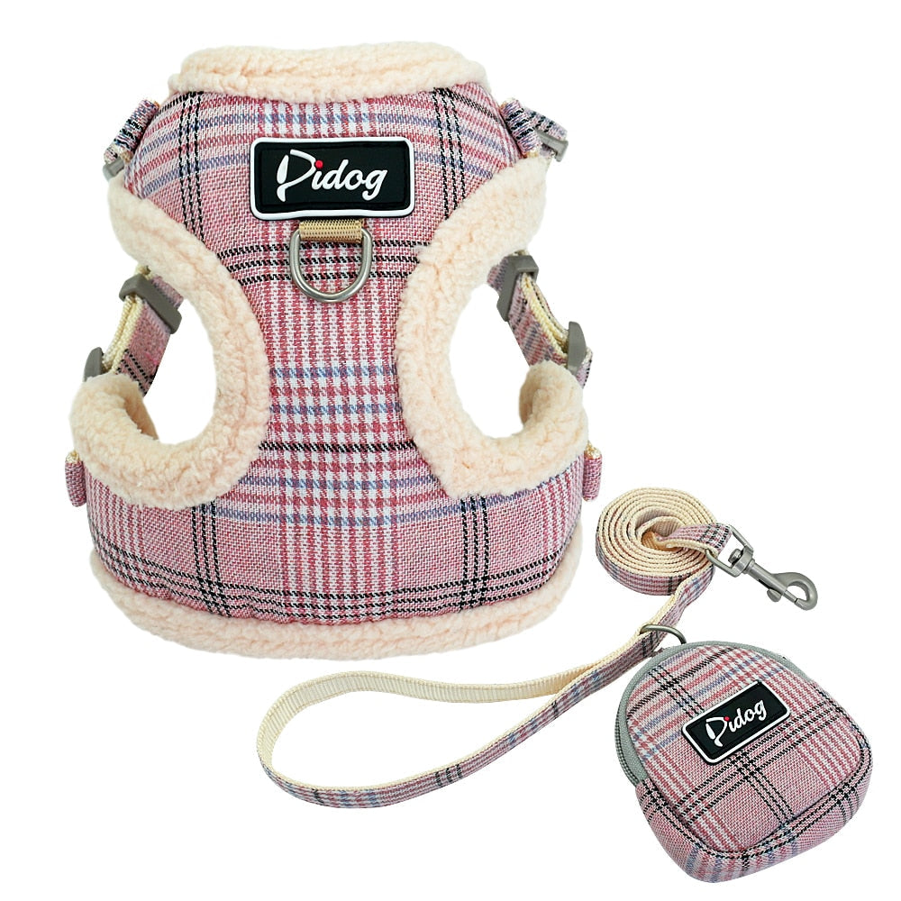 Harnais pour petit chien rembourré avec laisse