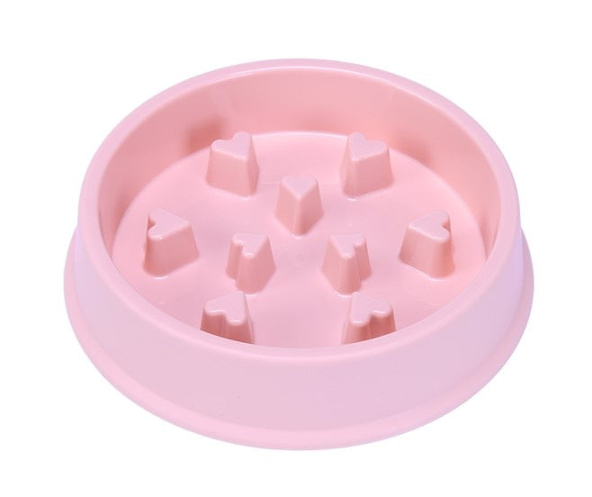 Gamelle pour chat anti glouton avec cœurs