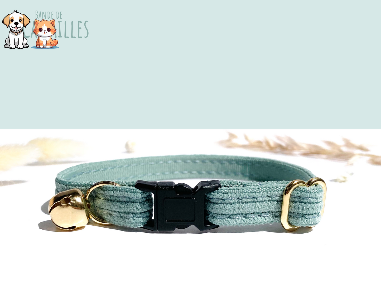Sky Blue Velvet Anti-Strangulation Cat Collar
