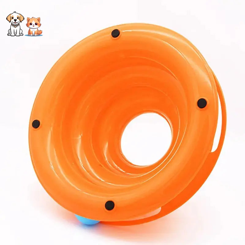 Interactive tower with rotating balls for kitten