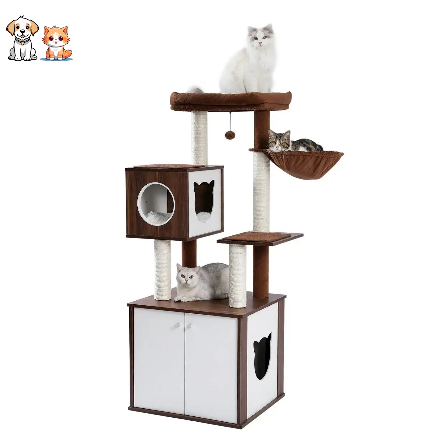 Brown solid wood cat tree for Main coon cats
