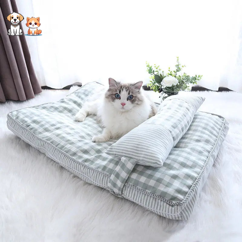 Alfombra de cama a cuadros para gatos grandes