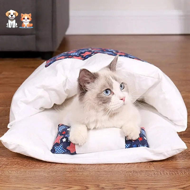 Sleeping Bag Style Cat Bed With A Small Pillow