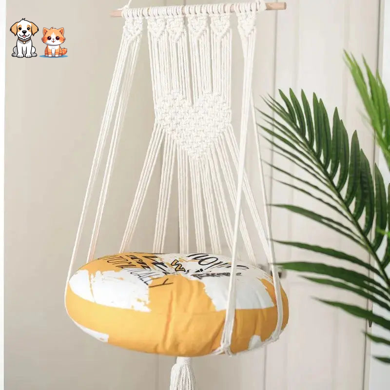 Hamaca Gato Macramé Blanco Sin Cojín