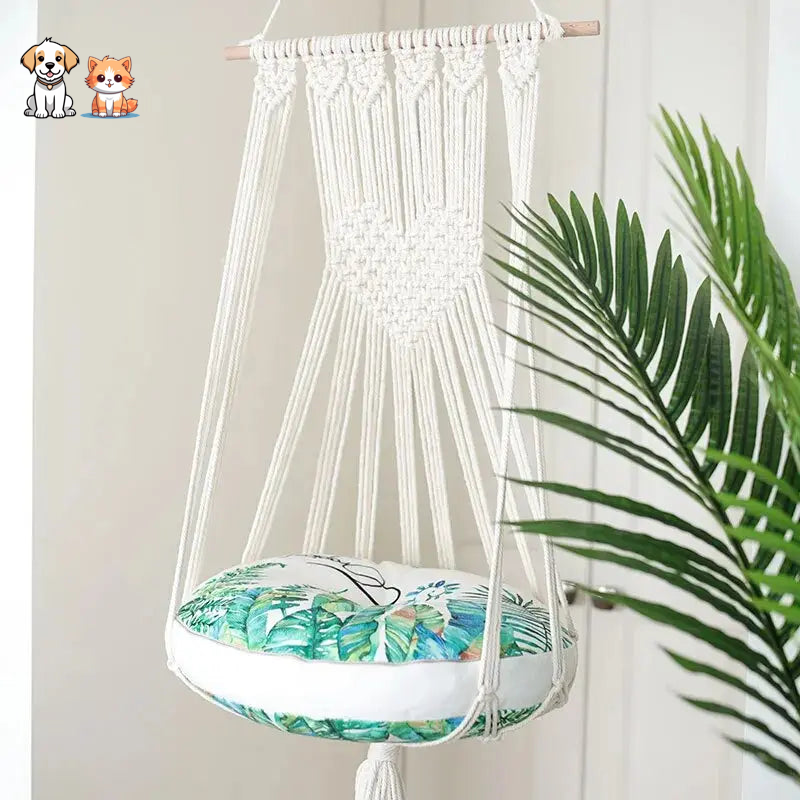 Hamaca Gato Macramé Blanco Sin Cojín