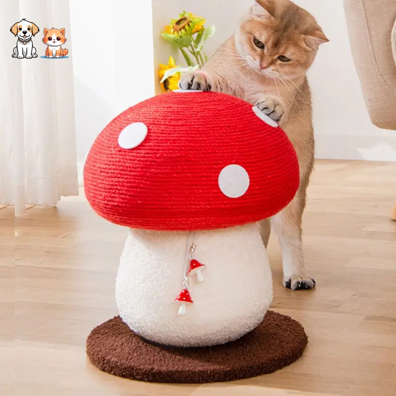 Rascador para gatos de sisal con forma de seta