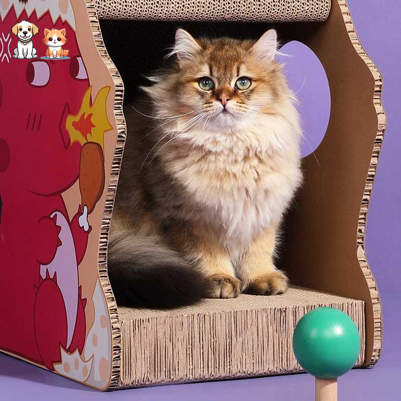 Corrugated paper red dragon design cat scratcher
