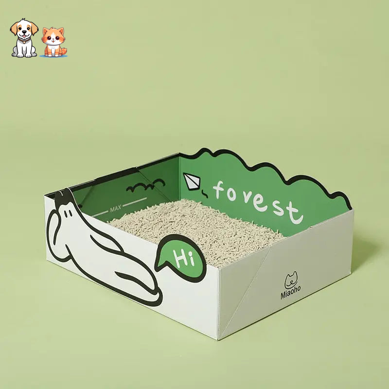 Semi-closed corrugated paper cat litter box