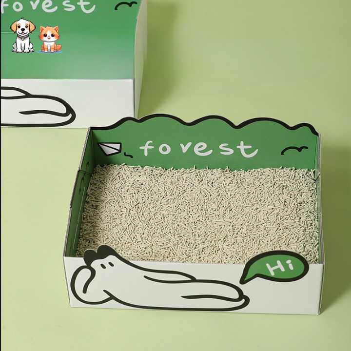 Semi-closed corrugated paper cat litter box