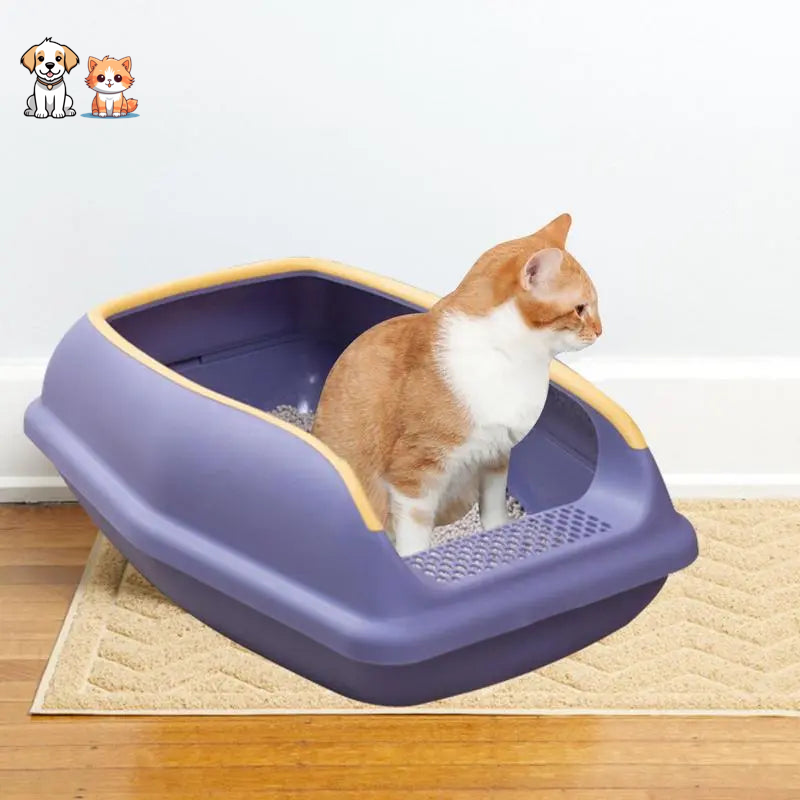 Bac à litière semi-fermé anti-éclaboussures pour chat