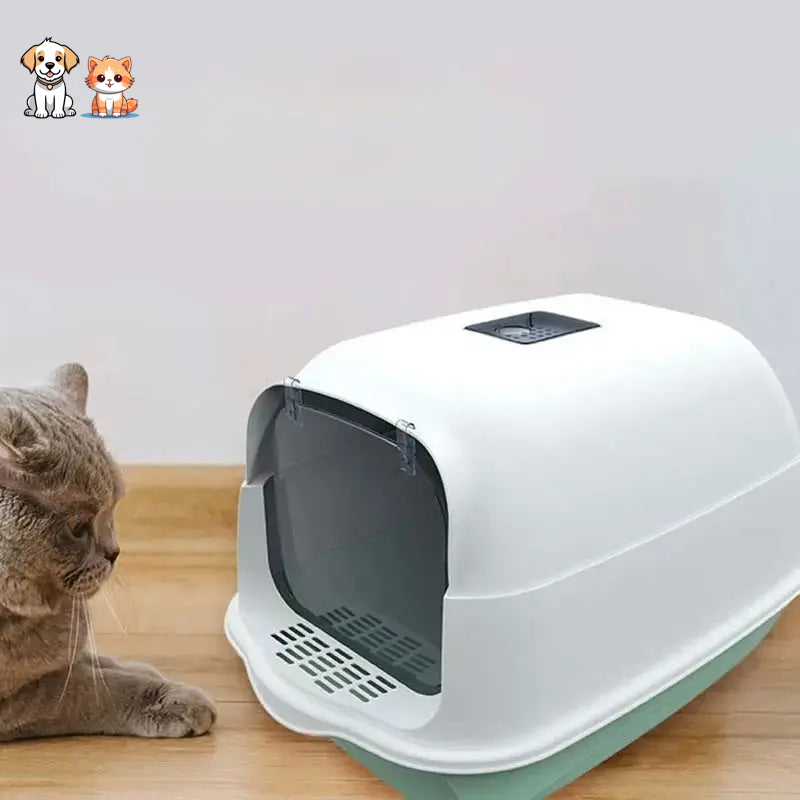 Fully enclosed cat litter box