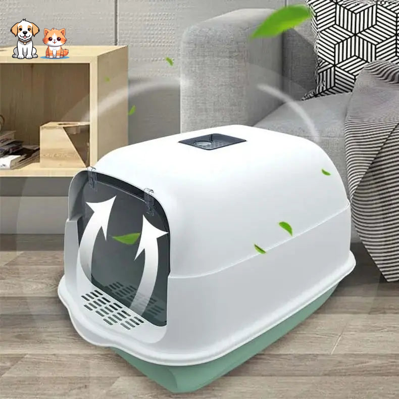 Fully enclosed cat litter box