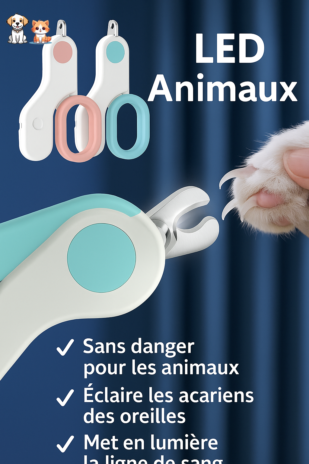 Secure LED nail clippers - cat - dog - rabbit - GriffouNet'™
