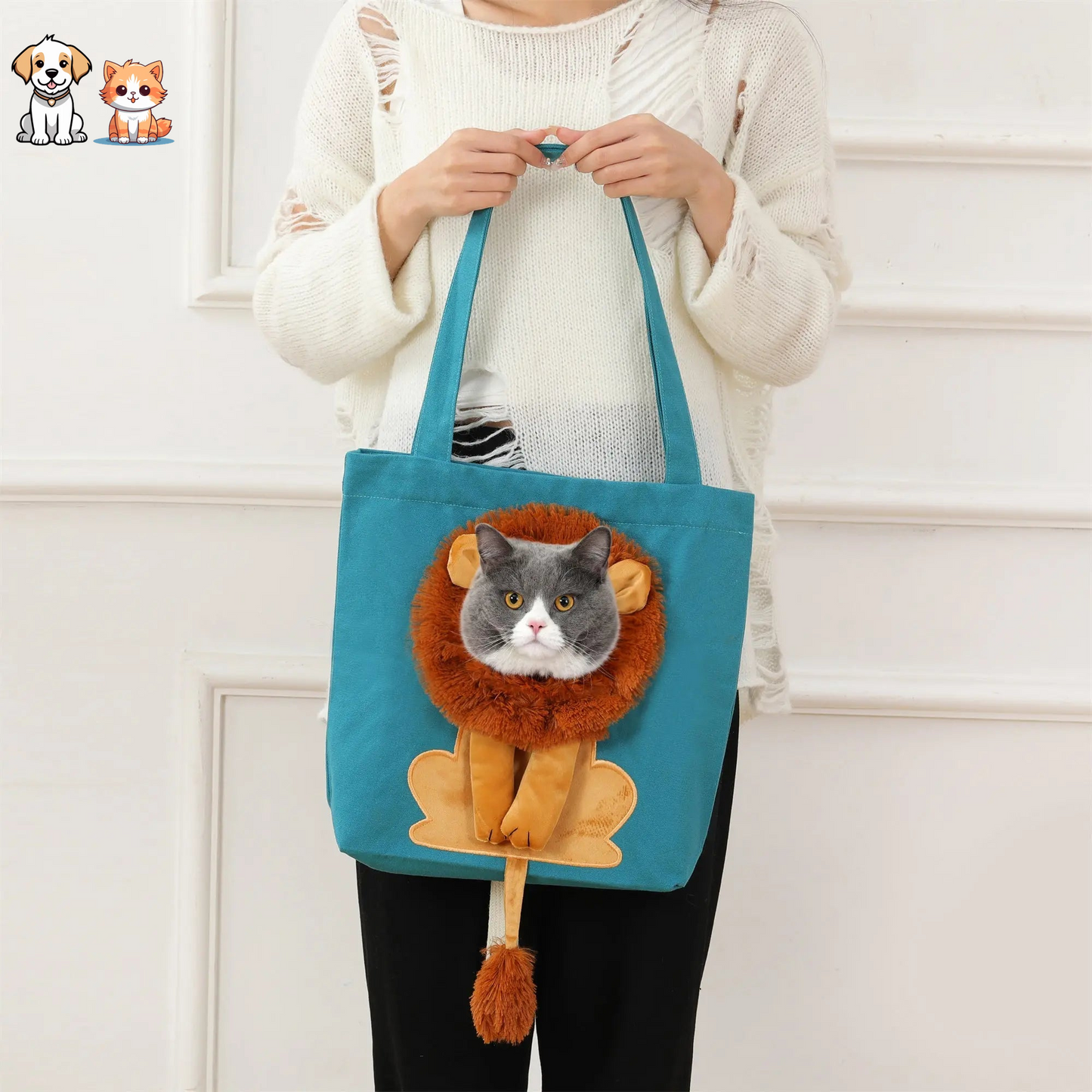 Portable Lion Design Cat Purse