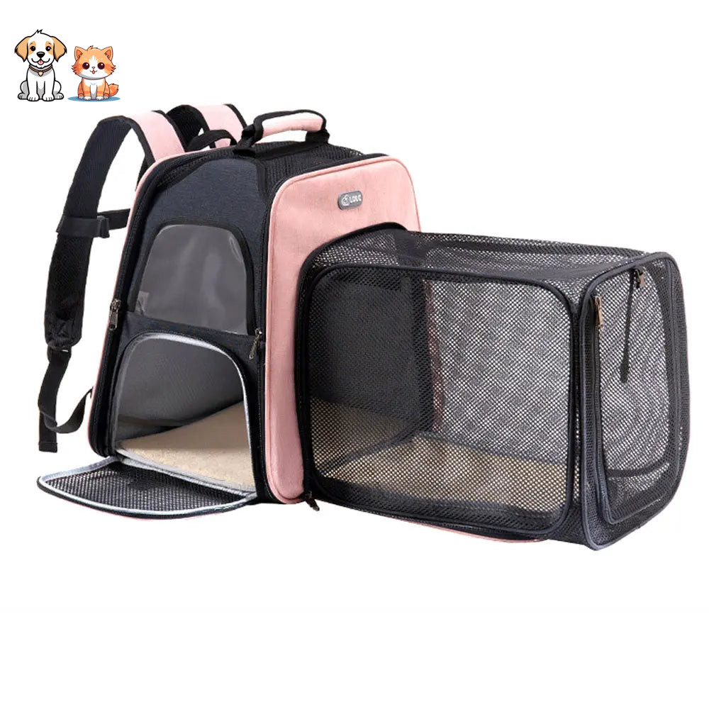 Sac à dos pliable et respirant avec fermeture éclair de sécurité pour chat