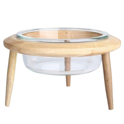 Gamelle pour chat design en hauteur avec un socle en bois - Tendre Fripouille