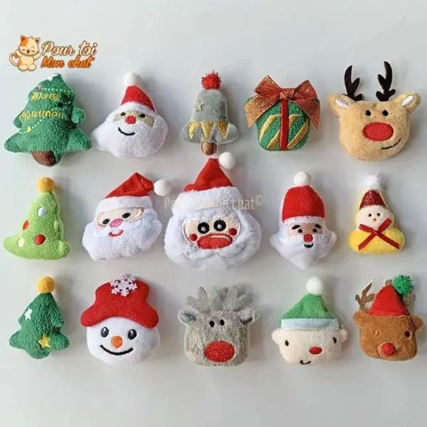 Noël Jouets en Peluche, décors de Noël, Père Noël, Bonhomme de neige, Sapin, Renne, Nounours, clochette, poupées - Pour Chat - MonNoëlChat™