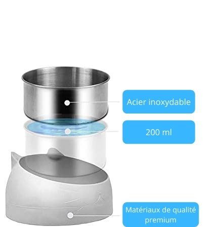 Gamelle orthopédique pour chat surélevée en inox