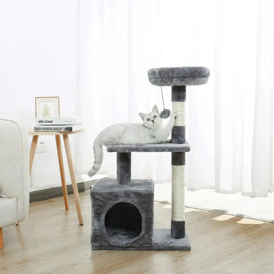 Arbre à chat XXL gris avec plateforme et boule pendante