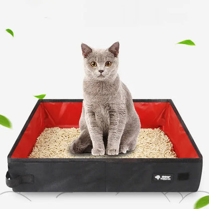 Bac à litière de voyage pliable et portable pour chat