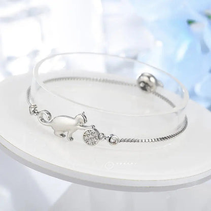 Bracelet de chat ajustable en argent