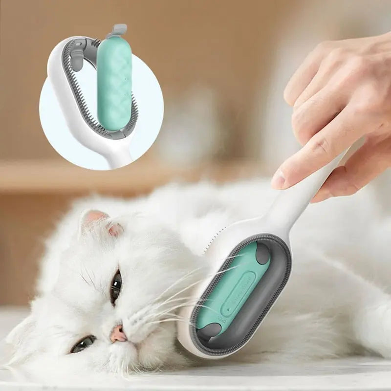 Brosse à poils en plastique avec petit réservoir d'eau et lingettes pour chat