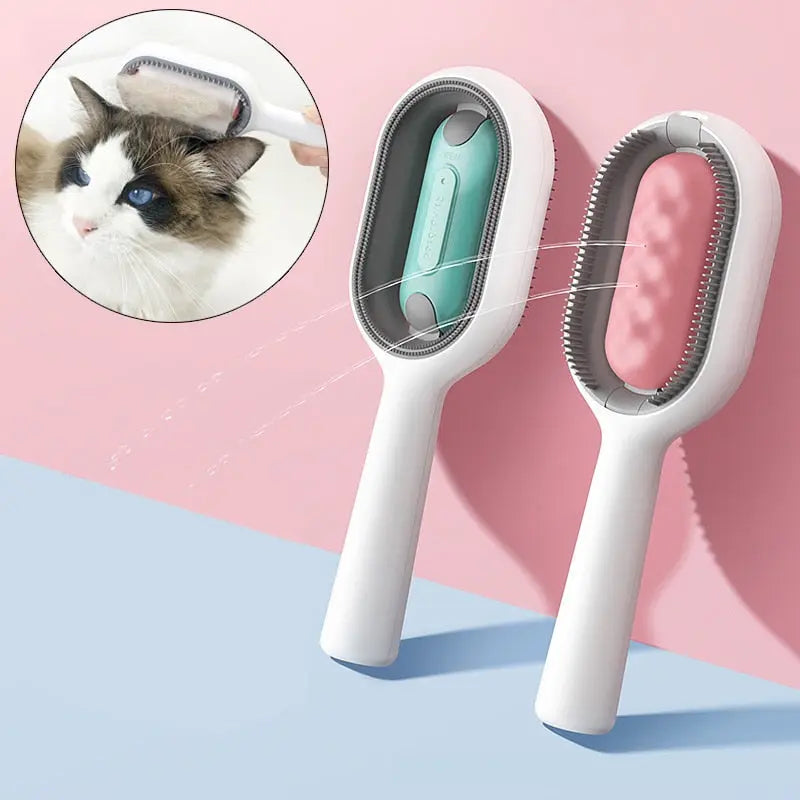 Brosse à poils en plastique avec petit réservoir d'eau et lingettes pour chat