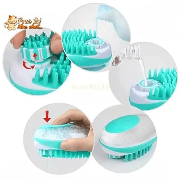 Brosse de bain et de massage pour chat – Toilettage’Chat™