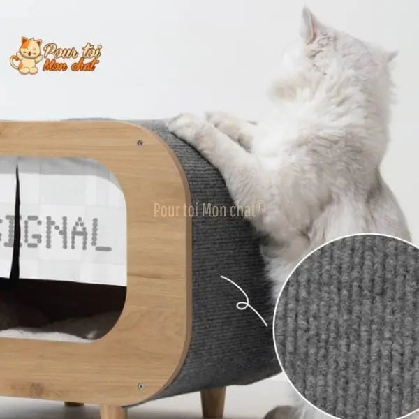 CABANE, LIT, MAISON - POUR CHAT MODERNE EN BOIS - TheRadioChat™