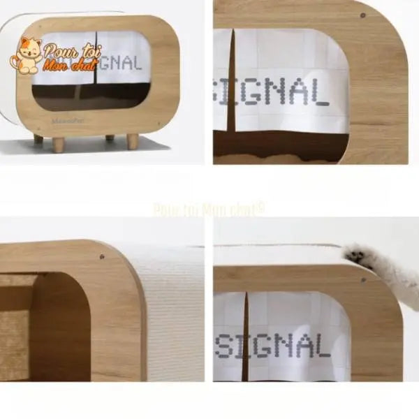 CABANE, LIT, MAISON - POUR CHAT MODERNE EN BOIS - TheRadioChat™