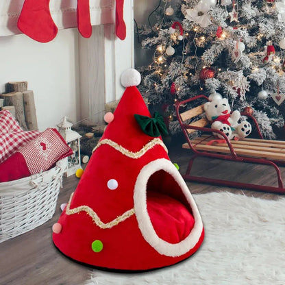 Cabane Pour Chat En Forme De Sapin De Noël