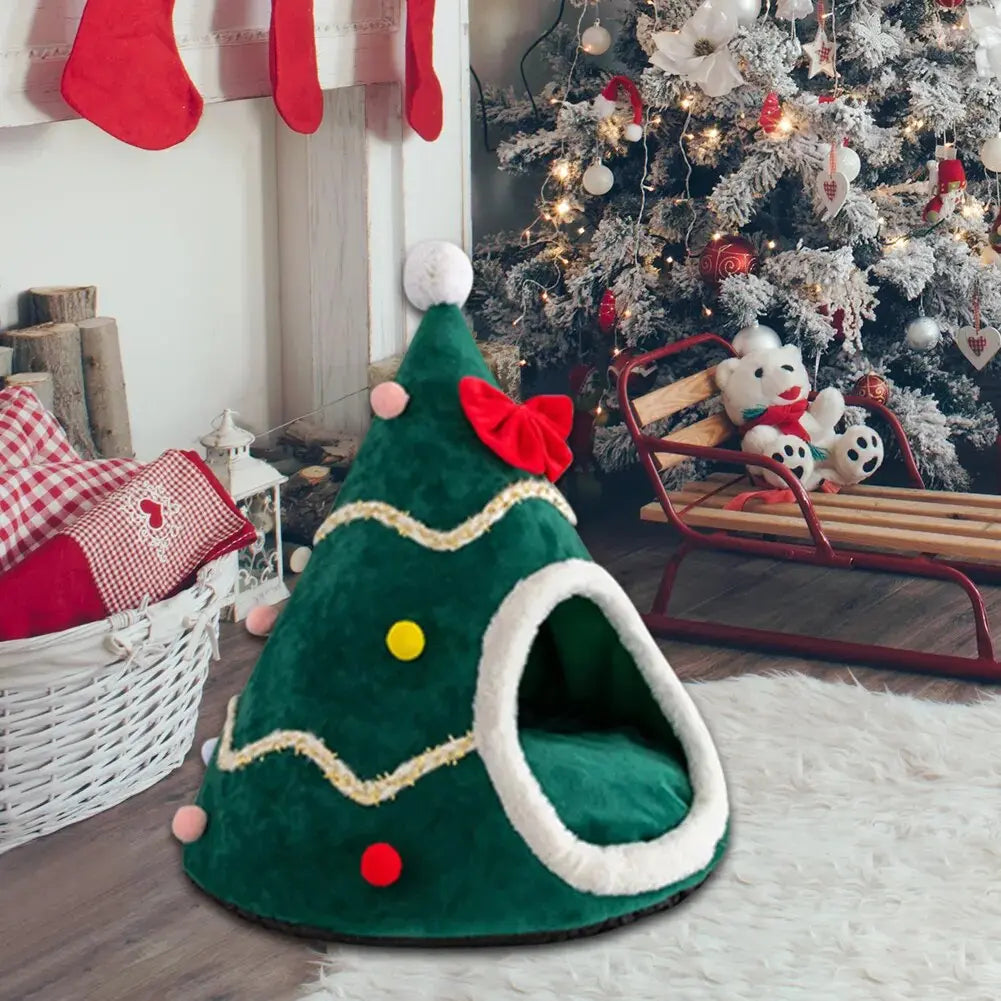 Cabane Pour Chat En Forme De Sapin De Noël