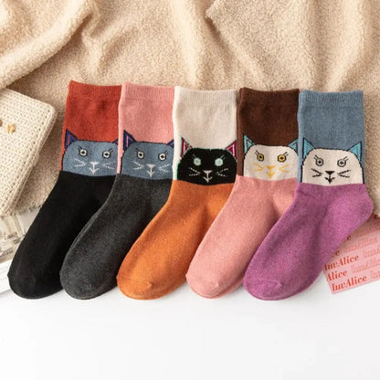 Cadeau Fan De Chat Lot De 5 Paires De Chaussettes Motif Chat