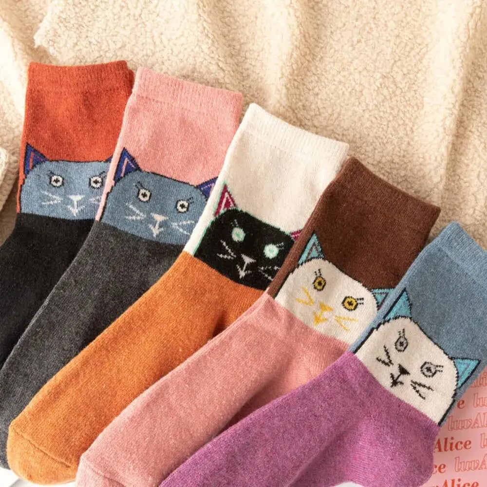 Cadeau Fan De Chat Lot De 5 Paires De Chaussettes Motif Chat