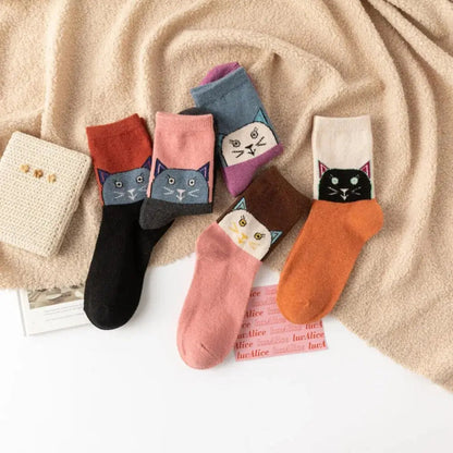 Cadeau Fan De Chat Lot De 5 Paires De Chaussettes Motif Chat