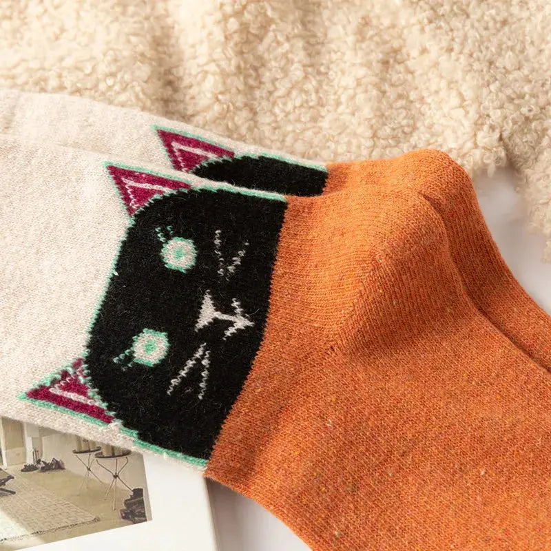 Cadeau Fan De Chat Lot De 5 Paires De Chaussettes Motif Chat