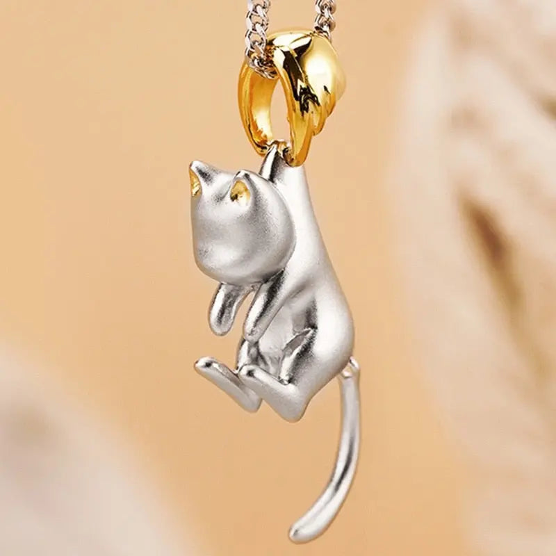 Collier avec pendentif de chat simple pour femme