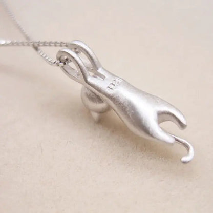 Collier et pendentif de chat de couleur argent