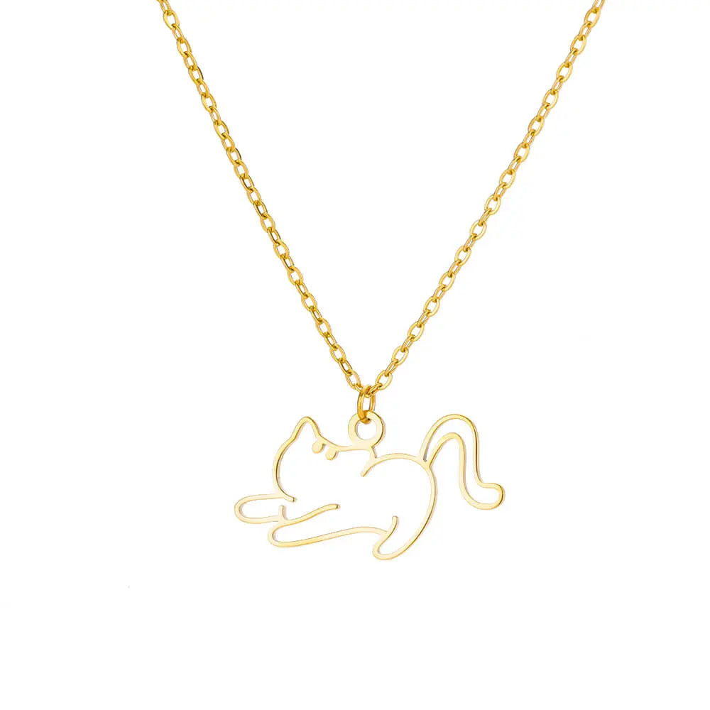 Collier pendentif chat creux pour femme