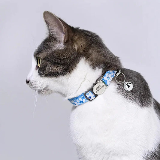 Collier personnalisé en nylon avec clochette pour chat