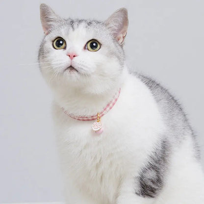 Collier réglable rose pour chat avec pendentif de patte de chat et cloche