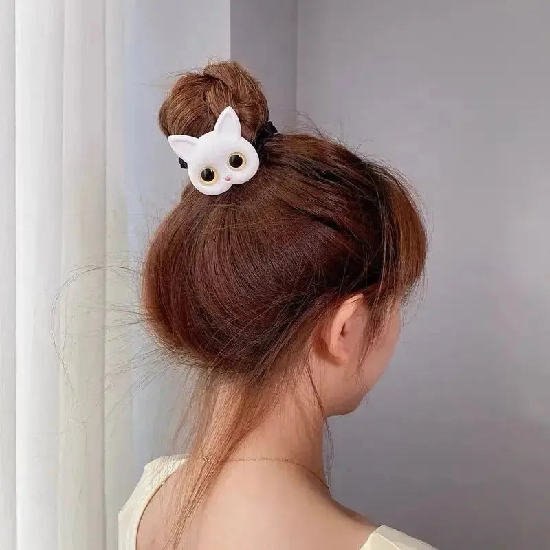 Élastique pour cheveux en soie en forme de chat