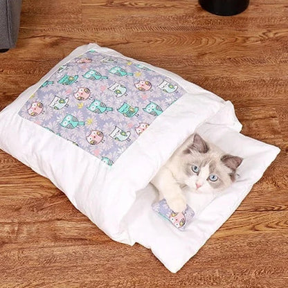 Lit Pour Chat Façon Sac De Couchage Avec Un Petit Oreiller