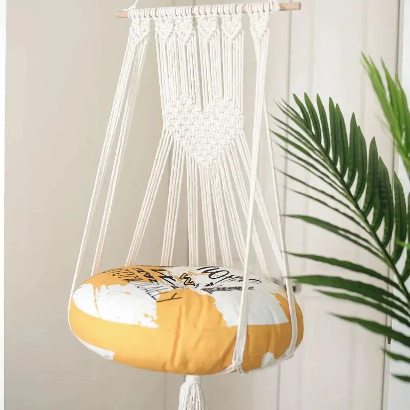 Hamac Pour Chat Blanc En Macramé Sans Coussin