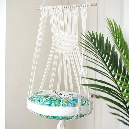 Hamac Pour Chat Blanc En Macramé Sans Coussin