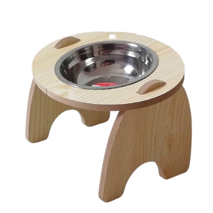 Gamelle orthopédique pour chat en hauteur avec socle en bois - Animal Lovers