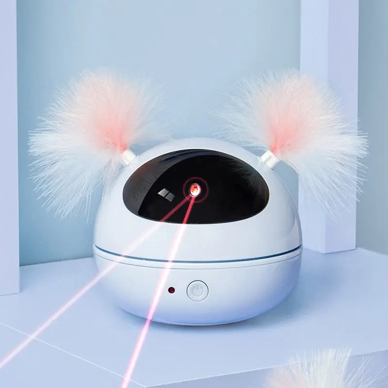 Jouet rotatif électrique lumineux à laser avec plumes pour chat