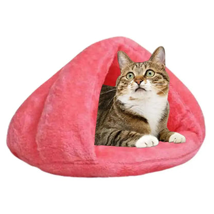 Lit Pour Chat En Forme De Triangle Matière Peluche Douce