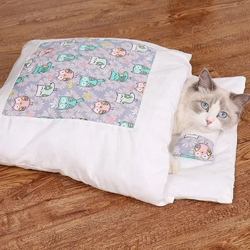 Lit Pour Chat Façon Sac De Couchage Avec Un Petit Oreiller